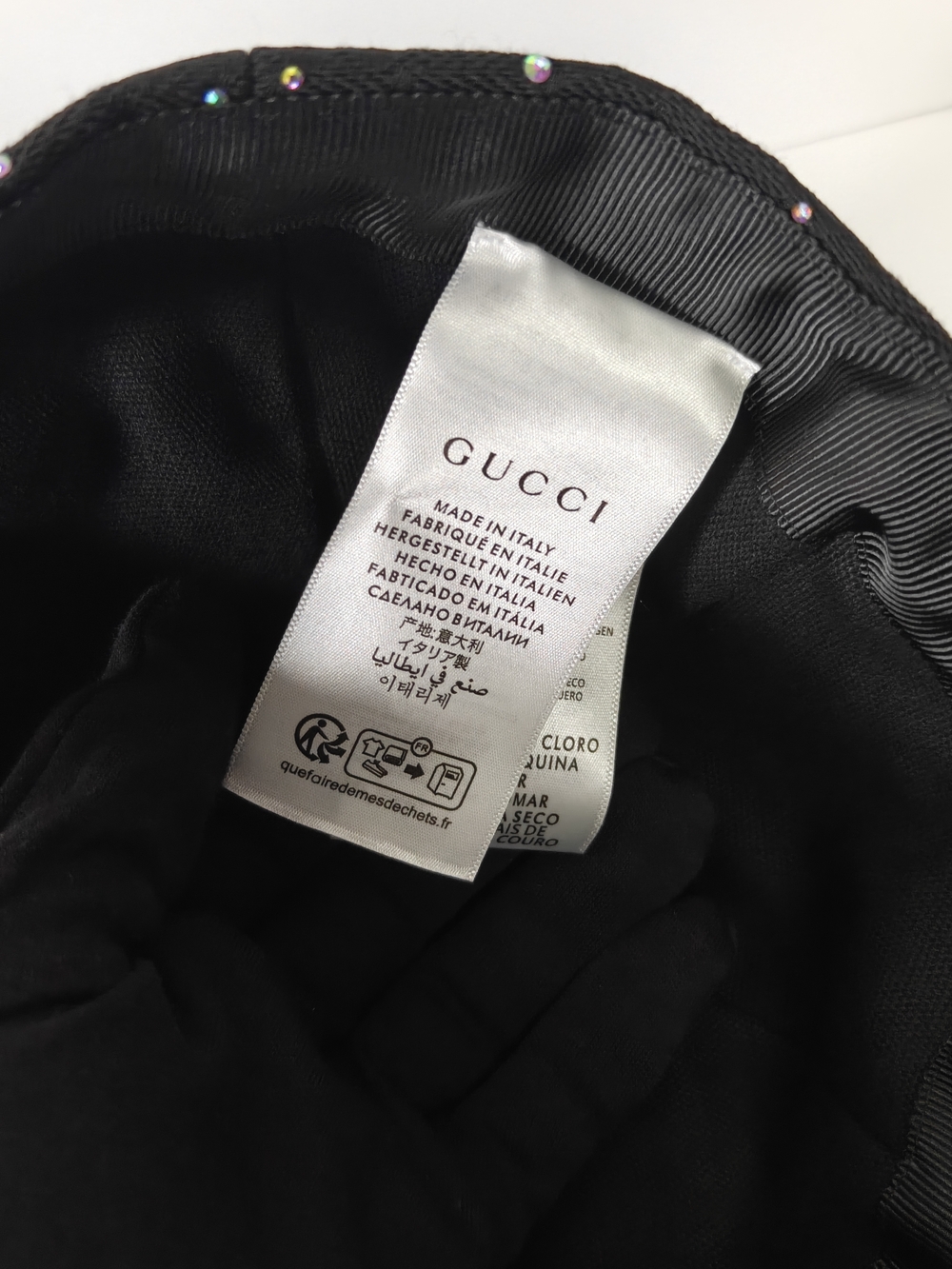 Gucci black monogram gg rhinestone cap - Picture 3 of 6
